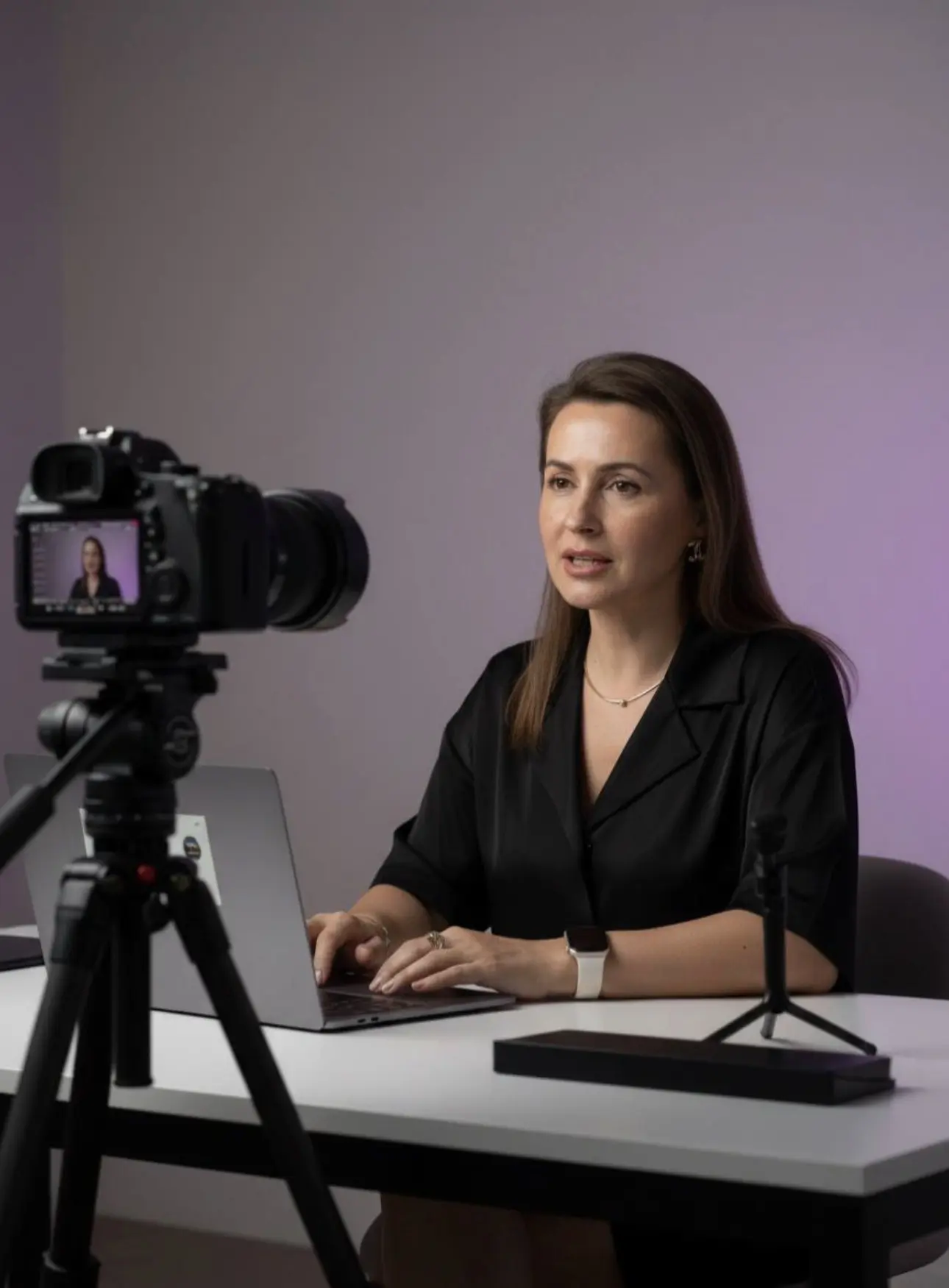 Irina filming an educational lesson